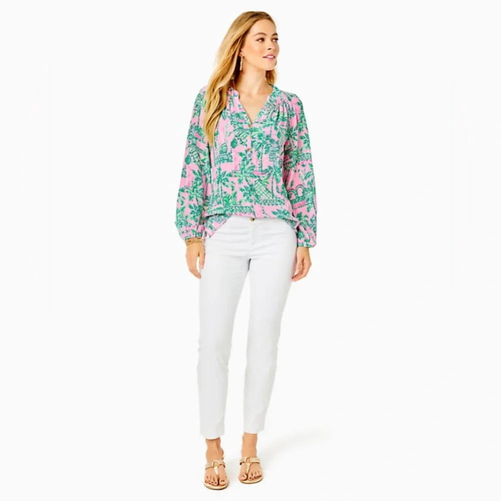 Lilly Pulitzer 29” Kelly‎ Textured Ankle Length Pant - Picture 4 of 12